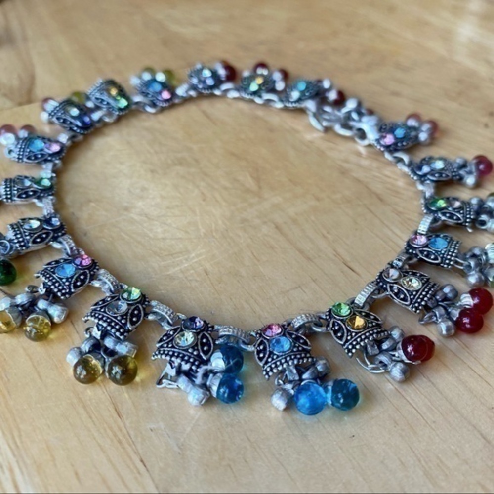 Sparkly Hand made Dangly Silver w Bead Bracelet!